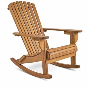 VonHaus Schaukelstuhl ♥ Outdoor Gartenmöbel aus Akazie ♥ Die abgeschrägten Latten an der Rückenlehne sind bequem und haltbar.